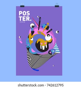 Abstract  Colorful Curvy Liquid Cover and Poster Design Template. Flat Line Shape and Pattern Layout Design Template.