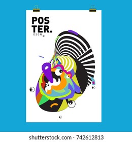 Abstract  Colorful Curvy Liquid Cover and Poster Design Template. Flat Line Shape and Pattern Layout Design Template.