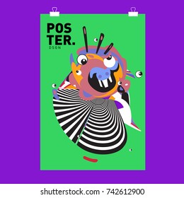 Abstract  Colorful Curvy Liquid Cover and Poster Design Template. Flat Line Shape and Pattern Layout Design Template.