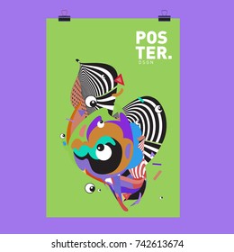 Abstract  Colorful Curvy Liquid Cover and Poster Design Template. Flat Line Shape and Pattern Layout Design Template.