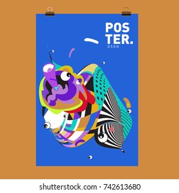 Abstract  Colorful Curvy Liquid Cover and Poster Design Template. Flat Line Shape and Pattern Layout Design Template.