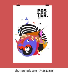 Abstract  Colorful Curvy Liquid Cover and Poster Design Template. Flat Line Shape and Pattern Layout Design Template.