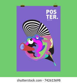 Abstract  Colorful Curvy Liquid Cover and Poster Design Template. Flat Line Shape and Pattern Layout Design Template.