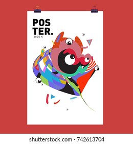 Abstract  Colorful Curvy Liquid Cover and Poster Design Template. Flat Line Shape and Pattern Layout Design Template.