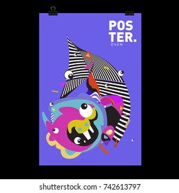 Abstract  Colorful Curvy Liquid Cover and Poster Design Template. Flat Line Shape and Pattern Layout Design Template.