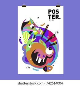 Abstract  Colorful Curvy Liquid Cover and Poster Design Template. Flat Line Shape and Pattern Layout Design Template.