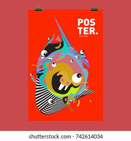 Abstract  Colorful Curvy Liquid Cover and Poster Design Template. Flat Line Shape and Pattern Layout Design Template.