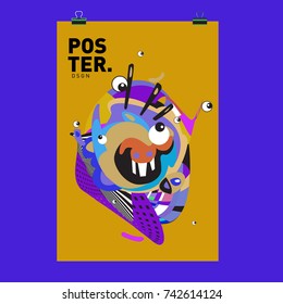 Abstract  Colorful Curvy Liquid Cover and Poster Design Template. Flat Line Shape and Pattern Layout Design Template.