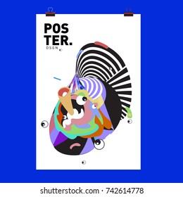 Abstract  Colorful Curvy Liquid Cover and Poster Design Template. Flat Line Shape and Pattern Layout Design Template.