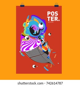 Abstract  Colorful Curvy Liquid Cover and Poster Design Template. Flat Line Shape and Pattern Layout Design Template.