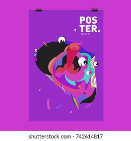 Abstract  Colorful Curvy Liquid Cover and Poster Design Template. Flat Line Shape and Pattern Layout Design Template.
