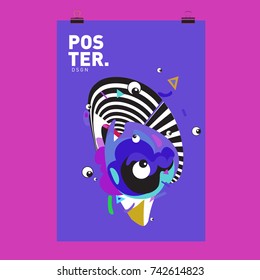 Abstract  Colorful Curvy Liquid Cover and Poster Design Template. Flat Line Shape and Pattern Layout Design Template.