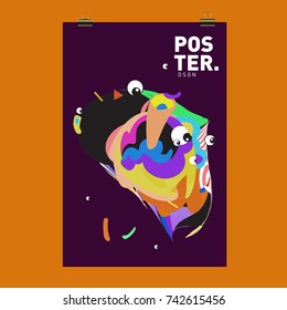 Abstract  Colorful Curvy Liquid Cover and Poster Design Template. Flat Line Shape and Pattern Layout Design Template.
