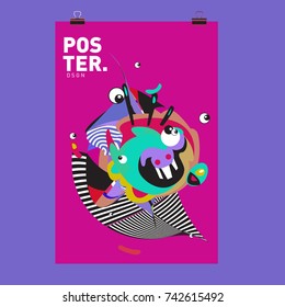 Abstract  Colorful Curvy Liquid Cover and Poster Design Template. Flat Line Shape and Pattern Layout Design Template.