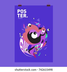 Abstract  Colorful Curvy Liquid Cover and Poster Design Template. Flat Line Shape and Pattern Layout Design Template.