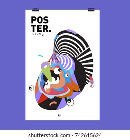 Abstract  Colorful Curvy Liquid Cover and Poster Design Template. Flat Line Shape and Pattern Layout Design Template.