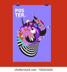 Abstract  Colorful Curvy Liquid Cover and Poster Design Template. Flat Line Shape and Pattern Layout Design Template.