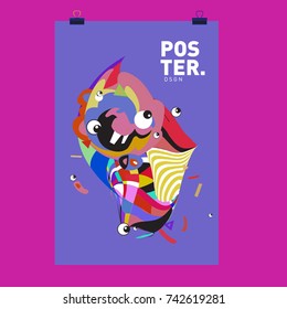 Abstract  Colorful Curvy Liquid Cover and Poster Design Template. Flat Line Shape and Pattern Layout Design Template.