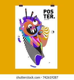 Abstract  Colorful Curvy Liquid Cover and Poster Design Template. Flat Line Shape and Pattern Layout Design Template.