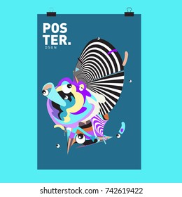 Abstract  Colorful Curvy Liquid Cover and Poster Design Template. Flat Line Shape and Pattern Layout Design Template.