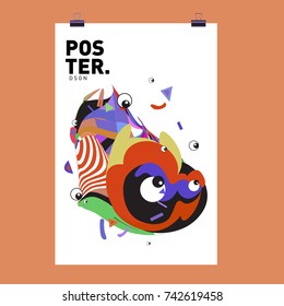 Abstract  Colorful Curvy Liquid Cover and Poster Design Template. Flat Line Shape and Pattern Layout Design Template.
