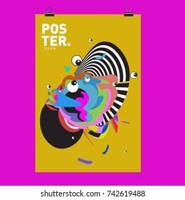 Abstract  Colorful Curvy Liquid Cover and Poster Design Template. Flat Line Shape and Pattern Layout Design Template.