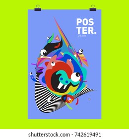 Abstract  Colorful Curvy Liquid Cover and Poster Design Template. Flat Line Shape and Pattern Layout Design Template.