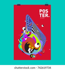 Abstract  Colorful Curvy Liquid Cover and Poster Design Template. Flat Line Shape and Pattern Layout Design Template.