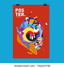 Abstract  Colorful Curvy Liquid Cover and Poster Design Template. Flat Line Shape and Pattern Layout Design Template.