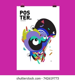 Abstract  Colorful Curvy Liquid Cover and Poster Design Template. Flat Line Shape and Pattern Layout Design Template.