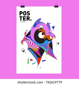 Abstract  Colorful Curvy Liquid Cover and Poster Design Template. Flat Line Shape and Pattern Layout Design Template.