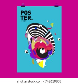 Abstract  Colorful Curvy Liquid Cover and Poster Design Template. Flat Line Shape and Pattern Layout Design Template.