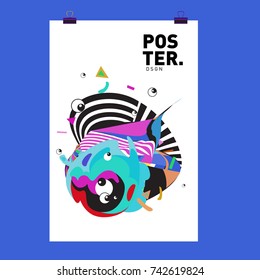 Abstract  Colorful Curvy Liquid Cover and Poster Design Template. Flat Line Shape and Pattern Layout Design Template.