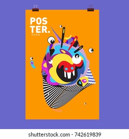 Abstract  Colorful Curvy Liquid Cover and Poster Design Template. Flat Line Shape and Pattern Layout Design Template.
