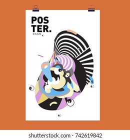 Abstract  Colorful Curvy Liquid Cover and Poster Design Template. Flat Line Shape and Pattern Layout Design Template.