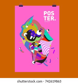 Abstract  Colorful Curvy Liquid Cover and Poster Design Template. Flat Line Shape and Pattern Layout Design Template.