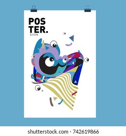 Abstract  Colorful Curvy Liquid Cover and Poster Design Template. Flat Line Shape and Pattern Layout Design Template.