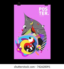 Abstract  Colorful Curvy Liquid Cover and Poster Design Template. Flat Line Shape and Pattern Layout Design Template.