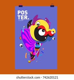 Abstract  Colorful Curvy Liquid Cover and Poster Design Template. Flat Line Shape and Pattern Layout Design Template.