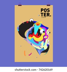 Abstract  Colorful Curvy Liquid Cover and Poster Design Template. Flat Line Shape and Pattern Layout Design Template.