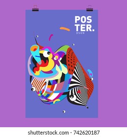 Abstract  Colorful Curvy Liquid Cover and Poster Design Template. Flat Line Shape and Pattern Layout Design Template.