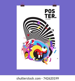 Abstract  Colorful Curvy Liquid Cover and Poster Design Template. Flat Line Shape and Pattern Layout Design Template.