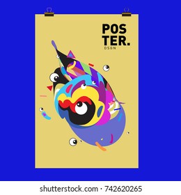 Abstract  Colorful Curvy Liquid Cover and Poster Design Template. Flat Line Shape and Pattern Layout Design Template.