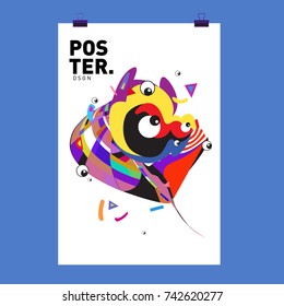 Abstract  Colorful Curvy Liquid Cover and Poster Design Template. Flat Line Shape and Pattern Layout Design Template.