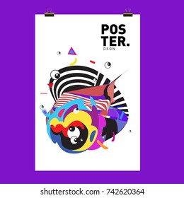 Abstract  Colorful Curvy Liquid Cover and Poster Design Template. Flat Line Shape and Pattern Layout Design Template.