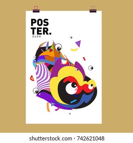 Abstract  Colorful Curvy Liquid Cover and Poster Design Template. Flat Line Shape and Pattern Layout Design Template.