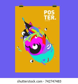 Abstract  Colorful Curvy Liquid Cover and Poster Design Template. Flat Line Shape and Pattern Layout Design Template.