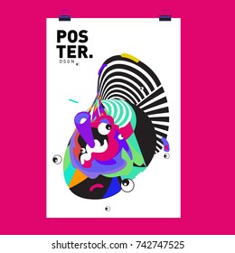 Abstract  Colorful Curvy Liquid Cover and Poster Design Template. Flat Line Shape and Pattern Layout Design Template.