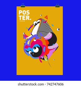 Abstract  Colorful Curvy Liquid Cover and Poster Design Template. Flat Line Shape and Pattern Layout Design Template.