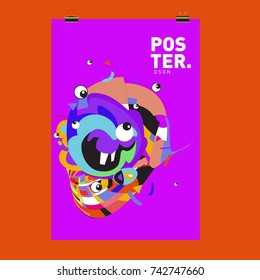 Abstract  Colorful Curvy Liquid Cover and Poster Design Template. Flat Line Shape and Pattern Layout Design Template.